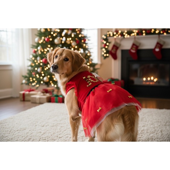 NEW Red Joy Sequin Size Large
Christmas Dog Dress Tutu Holiday - Picture 3 of 5